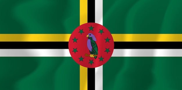 Fondo de ilustración de vector de bandera ondeada de Dominica