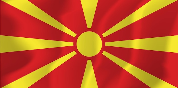 Vector fondo de ilustración de vector de bandera ondeada de macedonia del norte