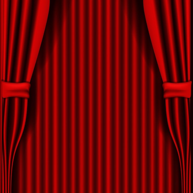 Fondo con ilustración de vector de cortina de teatro rojo