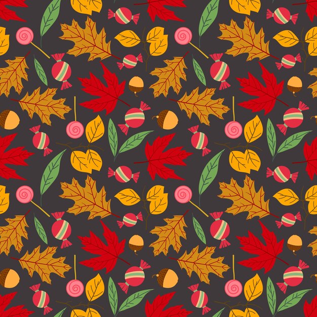 Fondo de ilustración vectorial de patrones sin fisuras de otoño