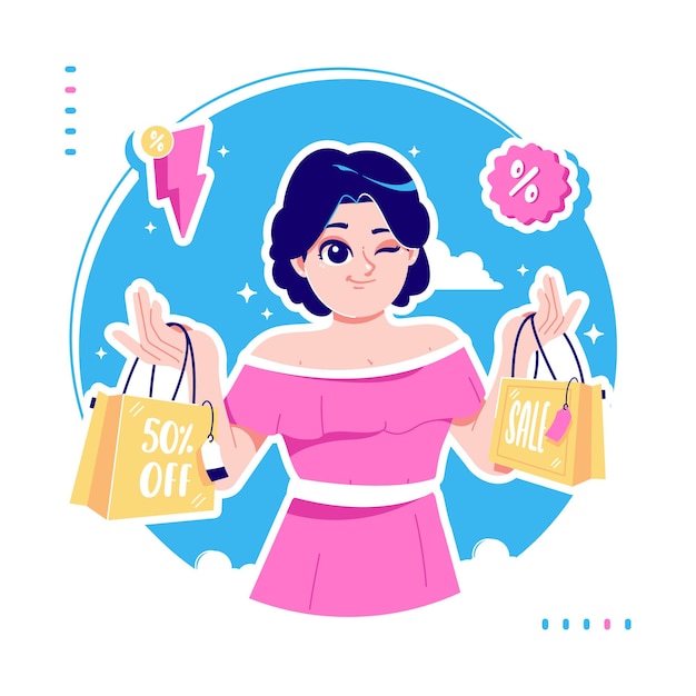 Fondo de ilustración de venta y compras