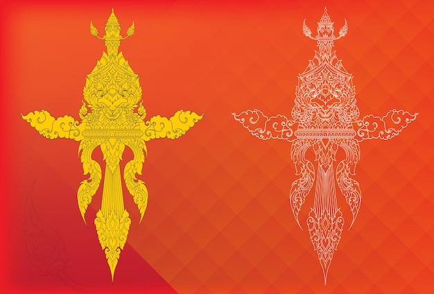Vector fondo de ilustraciones de dragón de camboya tailandés