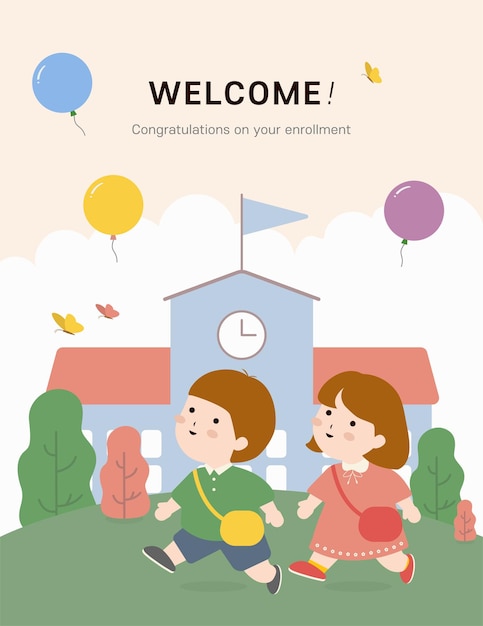 Vector fondo de ilustraciones de niños planos vectoriales