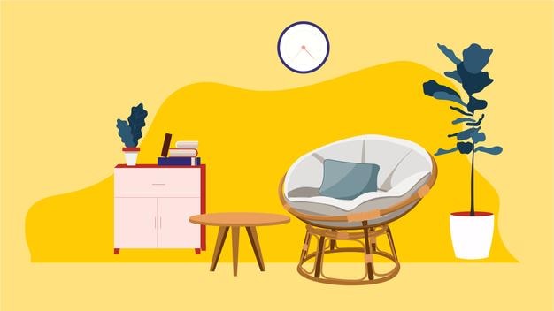 Fondo ilustrativo de muebles interiores abstractos para habitaciones