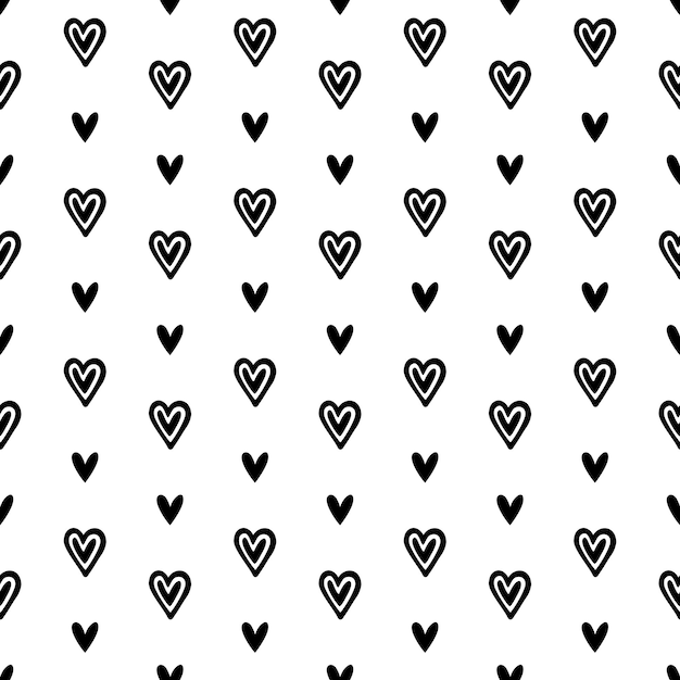 Fondo inconsútil con corazones dibujados en vector