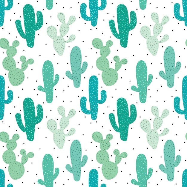 Fondo inconsútil lindo del modelo del cactus