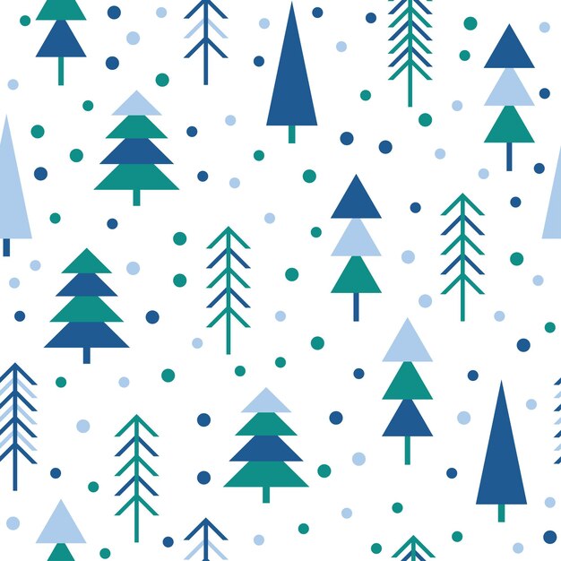 Fondo inconsútil del modelo del bosque de abetos abstracto. Arte infantil para el diseño de tarjetas de año nuevo, papel tapiz navideño, álbum de regalo de invierno, álbum de recortes, papel de regalo de vacaciones, textil, estampado de bolsos, camiseta, etc.