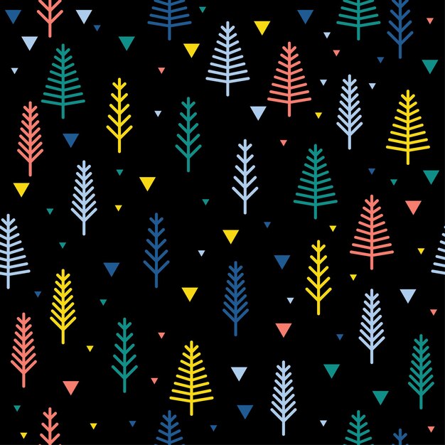 Fondo inconsútil del modelo del bosque abstracto. Cubierta infantil simple dibujada a mano para tarjeta de diseño, papel tapiz, álbum, álbum de recortes, papel de regalo navideño, tela textil, estampado de bolso, camiseta, etc.