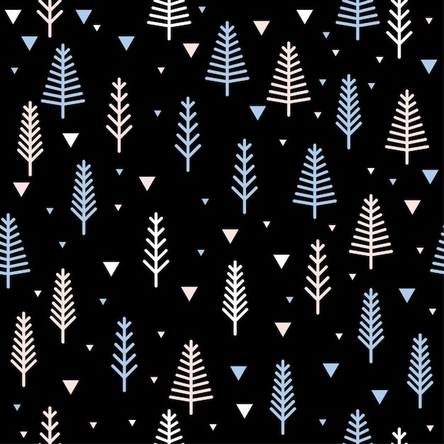 Fondo inconsútil del modelo del bosque abstracto. Cubierta infantil simple dibujada a mano para tarjeta de diseño, papel tapiz, álbum, álbum de recortes, papel de regalo navideño, tela textil, estampado de bolso, camiseta, etc.