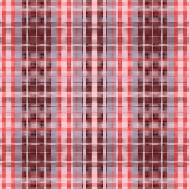 Fondo inconsútil del modelo de la tela escocesa de tartán con el color de San Valentín. Ilustración vectorial.