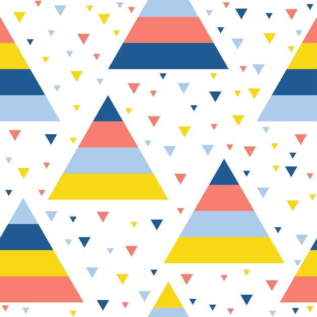 Fondo inconsútil del modelo del triángulo hecho a mano abstracto. Papel tapiz infantil hecho a mano para tarjetas de diseño, papel tapiz, pañales para bebés, papel de regalo navideño, tela textil, estampado de bolsos, pañales, camisetas, etc.