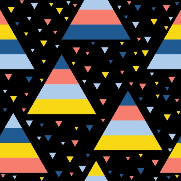 Fondo inconsútil del modelo del triángulo hecho a mano abstracto. Papel tapiz infantil hecho a mano para tarjetas de diseño, papel tapiz, pañales para bebés, papel de regalo navideño, tela textil, estampado de bolsos, pañales, camisetas, etc.