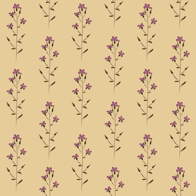 FONDO INCONSÚTIL DE VECTOR BEIGE CON FLORES DE LUNARIA LILA