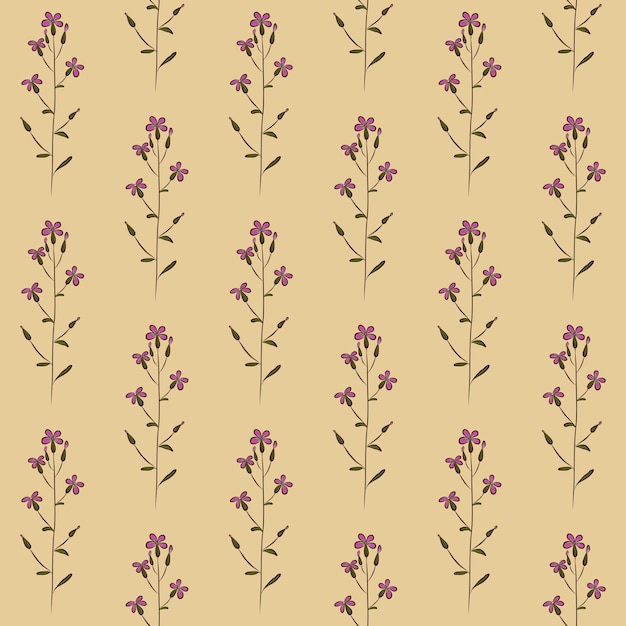 FONDO INCONSÚTIL DE VECTOR BEIGE CON FLORES DE LUNARIA LILA