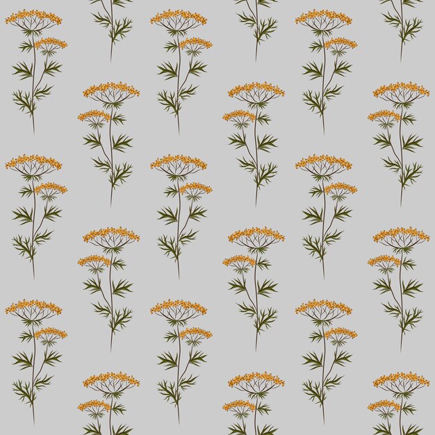 FONDO INCONSÚTIL DEL VECTOR GRIS CON FLORES SILVESTRES AMARILLAS DE KUPYR
