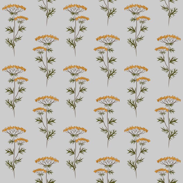 FONDO INCONSÚTIL DEL VECTOR GRIS CON FLORES SILVESTRES AMARILLAS DE KUPYR