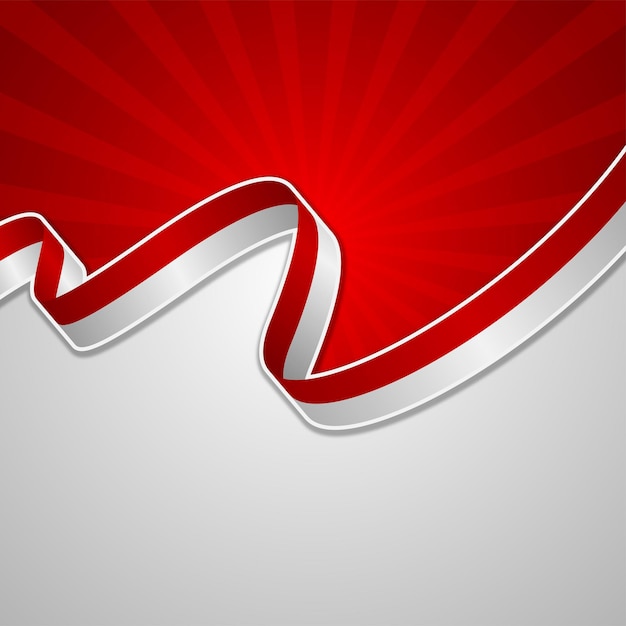 Fondo de Indonesia con vector de bandera de cinta ondulada
