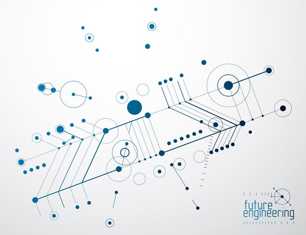 Fondo industrial y de ingeniería vectorial, plan técnico futuro. modelo abstracto del mecanismo, esquema mecánico.