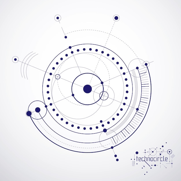 Fondo industrial y de ingeniería vectorial, plan técnico futuro. Modelo abstracto del mecanismo, esquema mecánico.