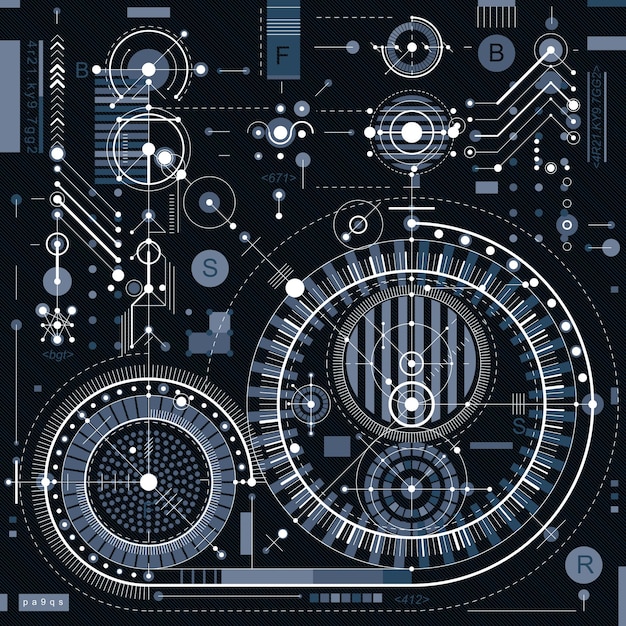 Fondo industrial y de ingeniería vectorial, plan técnico futuro. Plano de perspectiva del mecanismo, esquema mecánico. Para usar como fondo del sitio web.