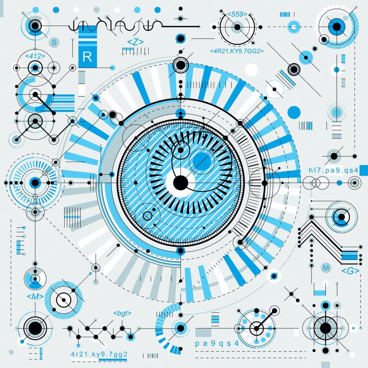 Vector fondo industrial y de ingeniería vectorial, plan técnico futuro. plano de perspectiva del mecanismo, esquema mecánico. para usar como fondo del sitio web.
