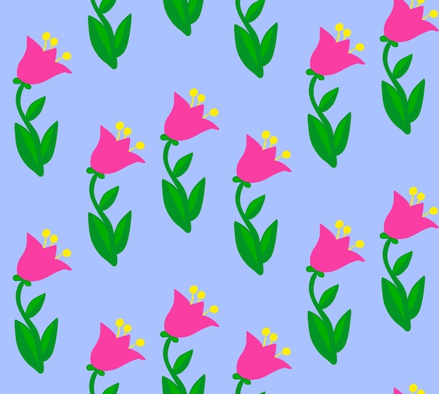 Fondo infantil con flores sobre fondo azul