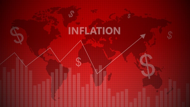 Fondo de inflación mundial Gráfico que muestra el aumento de la inflación Concepto de fondo mundial