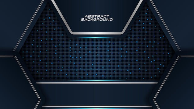 Fondo de innovación de concepto de diseño de tecnología de marco azul negro metálico abstracto