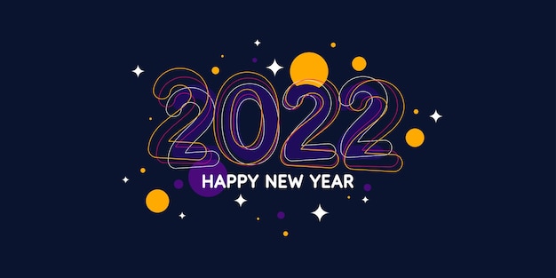 Fondo con la inscripción Feliz año nuevo 2022. Ilustración de vector. Cartel de saludo moderno