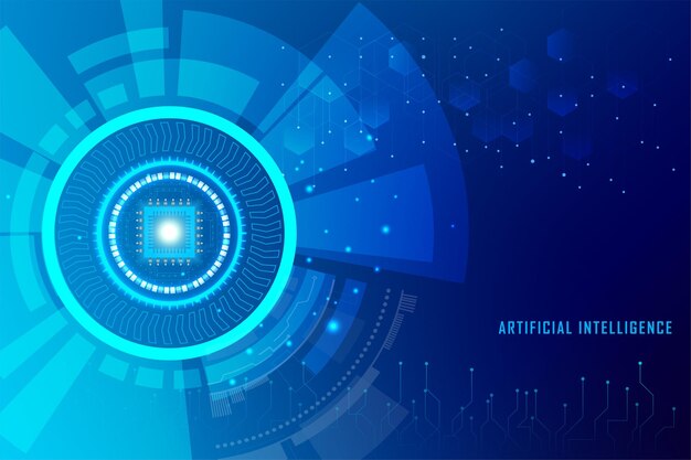 Fondo de inteligencia artificial futurista Fondo del día de la ciencia tecnológica con mano de chipset y vector de elementos geométricos