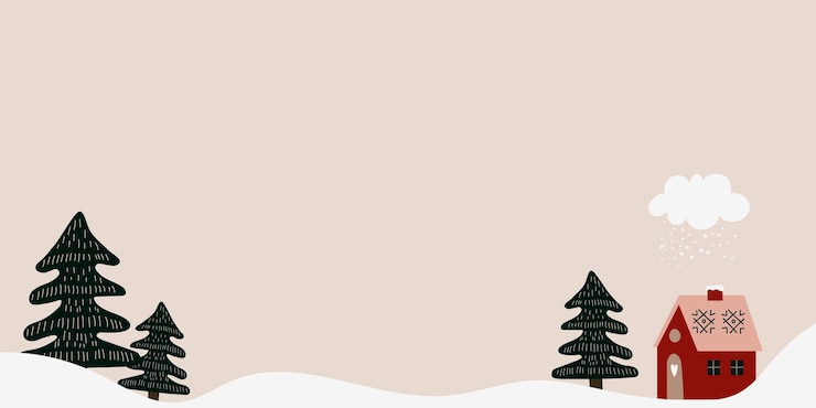 Vector fondo de invierno con adorables elementos navideños dibujados a mano bandera horizontal con lugar para el texto
