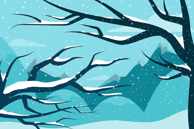 Vector fondo de invierno con árboles sin hojas