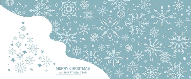 Fondo de invierno con copos de nieve Árbol de Navidad Fondo de Navidad para tarjeta de felicitación Año Nuevo