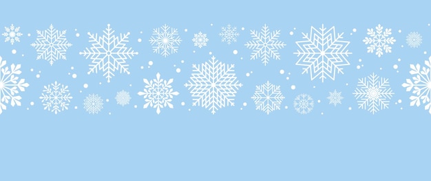 Fondo de invierno con copos de nieve y nieve patrón sin costuras