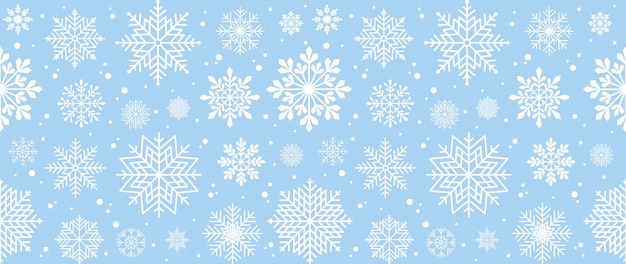 Fondo de invierno con copos de nieve y nieve Patrón sin costuras