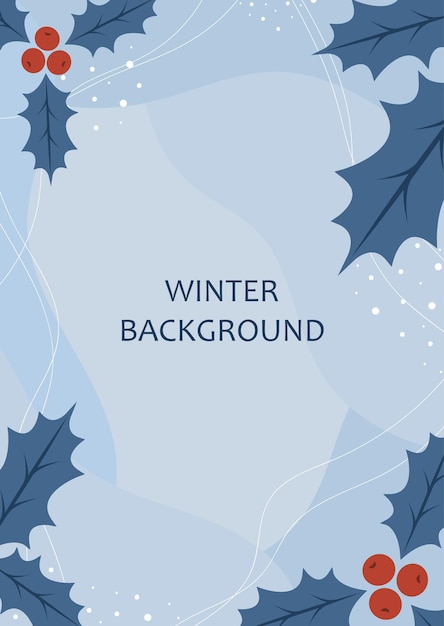 Fondo de invierno Diseño abstracto con bayas y hojas de holly Ilustración vectorial en estilo plano