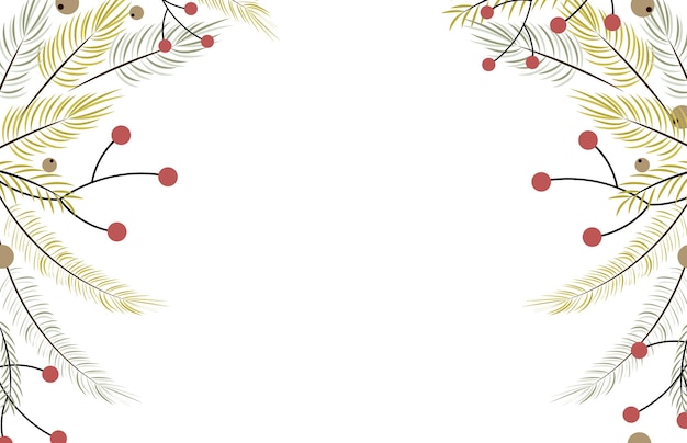Fondo de invierno con ramas de abeto, pino y bayas Plantilla de post de diseño de vacaciones Medios sociales Banner de cartel con lugar para texto Ilustración vectorial