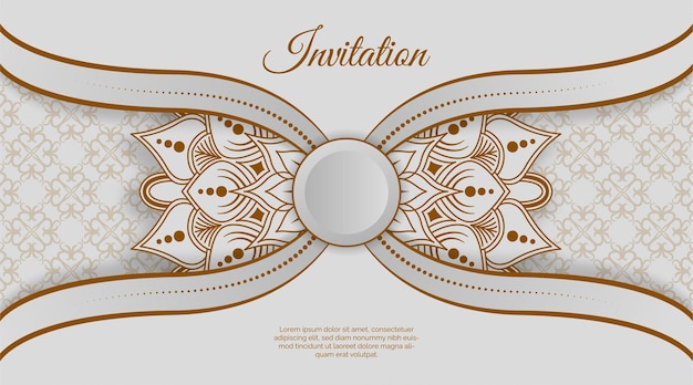 Fondo de invitación con adornos de mandala y patrones decorativos