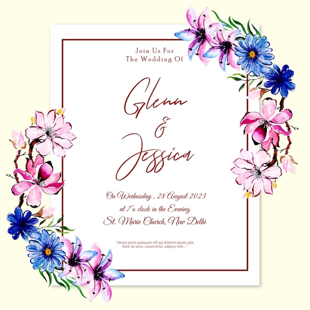 Fondo de invitación de boda colorido beige azul rosa tarjeta multipropósito vector libre