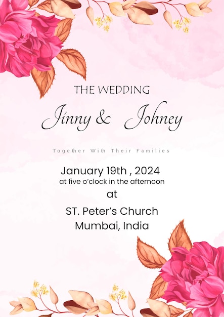 Fondo de invitación de boda colorido beige rosa Tarjeta multipropósito Vector libre