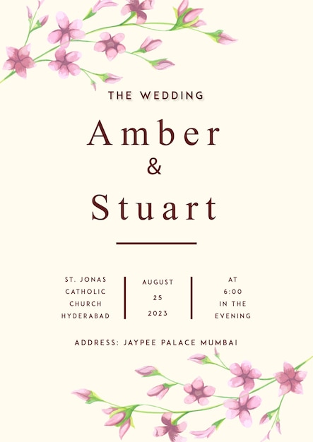 Fondo de invitación de boda colorido marrón rosa Tarjeta multipropósito Vector libre