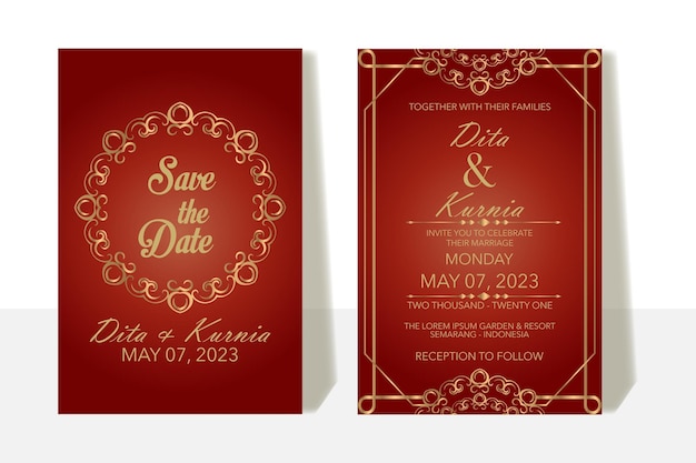 Fondo de invitación de boda de lujo con línea dorada