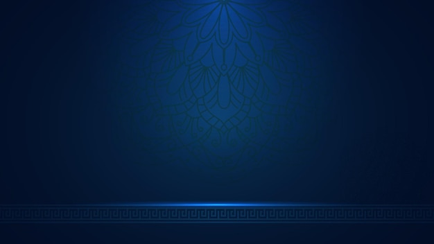 Fondo islámico azul con arabesco mandala