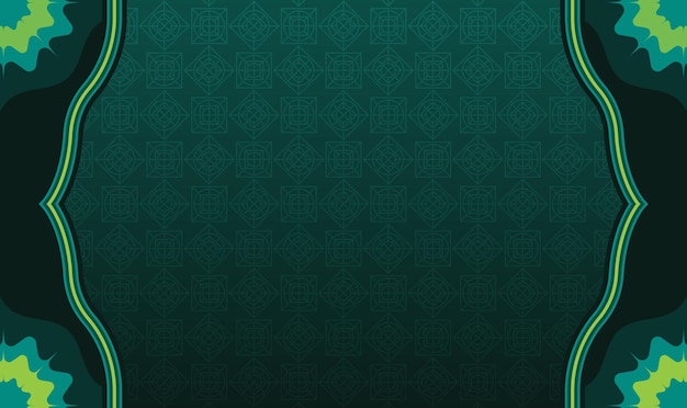 Fondo islámico de color verde oscuro con ornamento floral