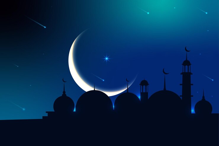 Vector fondo islámico con diseño de ilustración de vector de mezquita