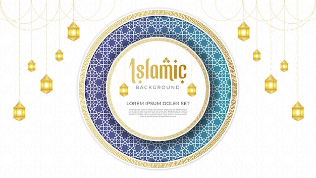 Fondo islámico elegante de lujo de ramadan kareem con marco de adorno decorativo