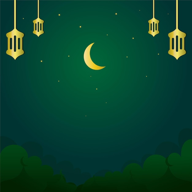 Un fondo islámico lujoso y magnífico Banner de redes sociales Diseño de tarjeta de felicitación musulmana