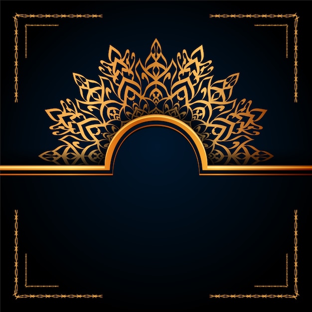 Fondo islámico de mandala ornamental de lujo con patrones árabes dorados.