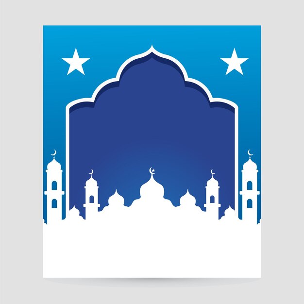 Vector fondo islámico con mezquita blanca y azul