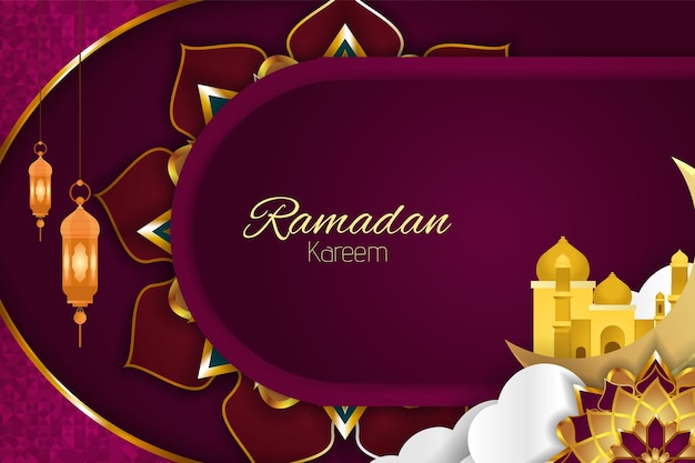 Fondo islámico Ramadan Kareem con color púrpura